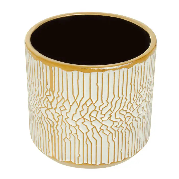 Hondel Small White Gold Ceramic Planter