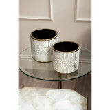 Honna Small White Gold Ceramic Planter