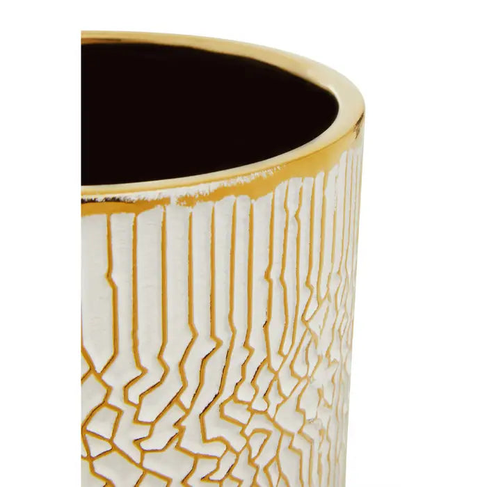 Hondel Small White Gold Ceramic Planter