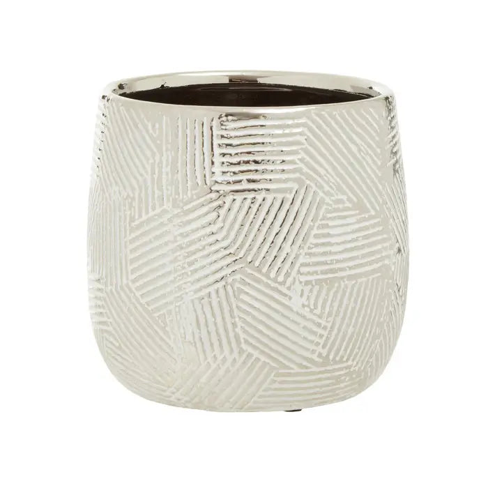 Hondel Small White Silver Ceramic Planter