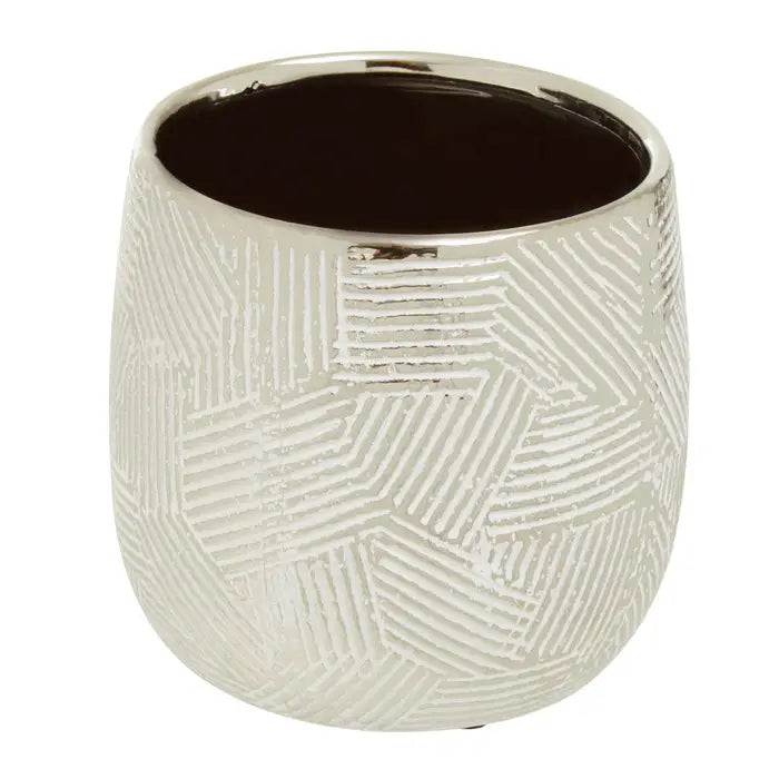 Hondel Small White Silver Ceramic Planter