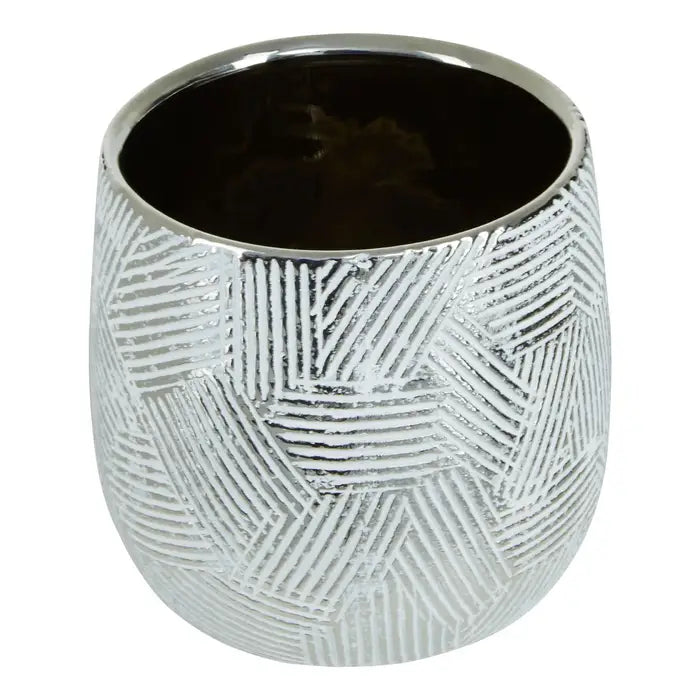 Hondel Small White Silver Ceramic Planter