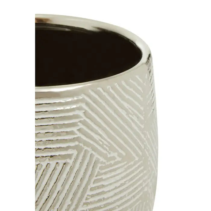 Hondel Small White Silver Ceramic Planter