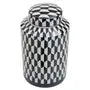 Mario Small Black and White Geometric Print Ceramic Jar