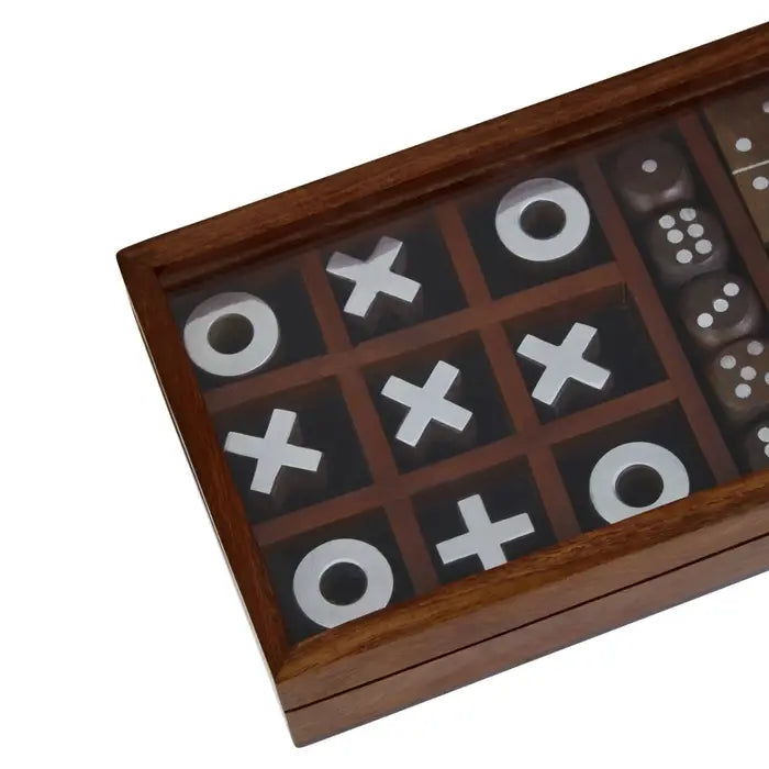 Chestnut Games Brown Sheesham Wood Multi Game Set