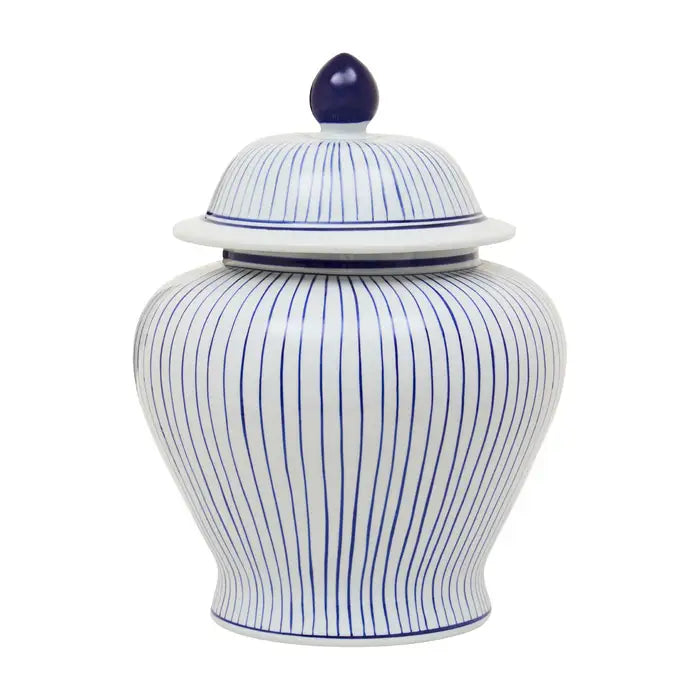 Damian Large White And Blue Ceramic Jar