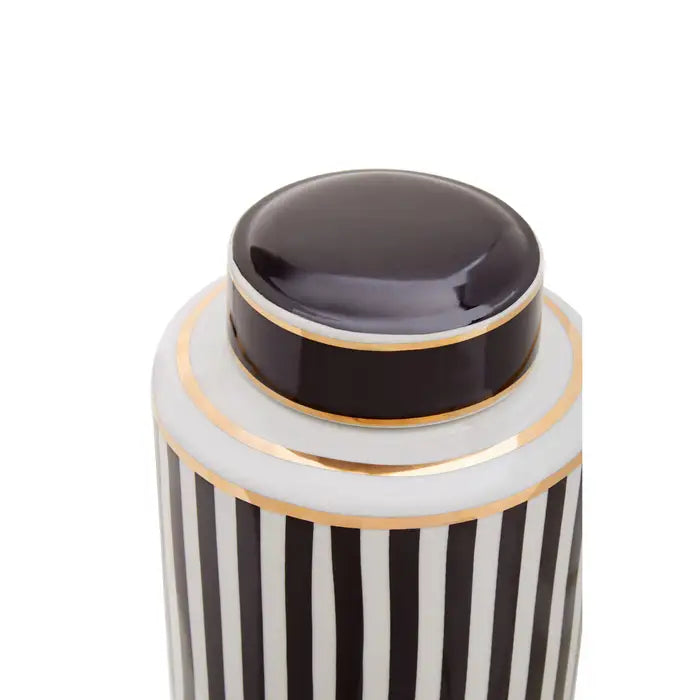Doris Large Black And White Stripes Ceramic Jar