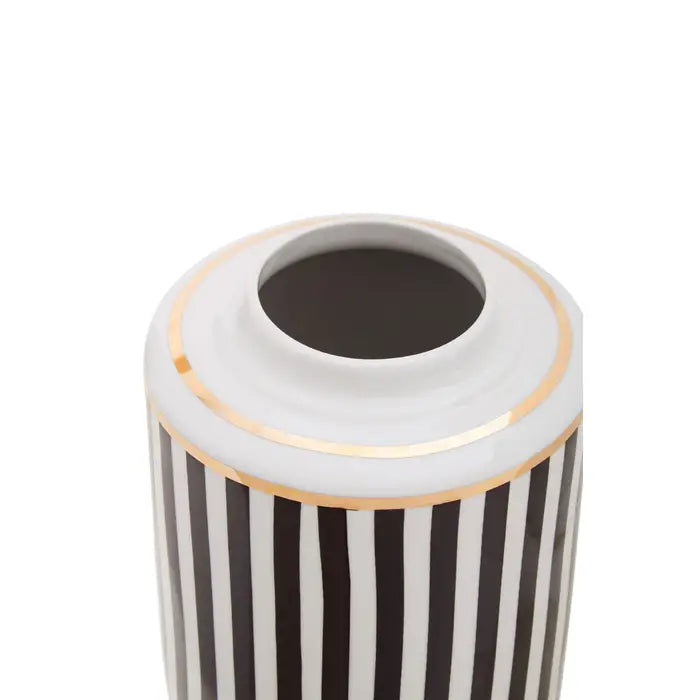 Doris Large Black And White Stripes Ceramic Jar