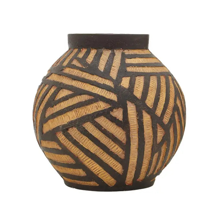 Daxton Round Natural And Black Planter