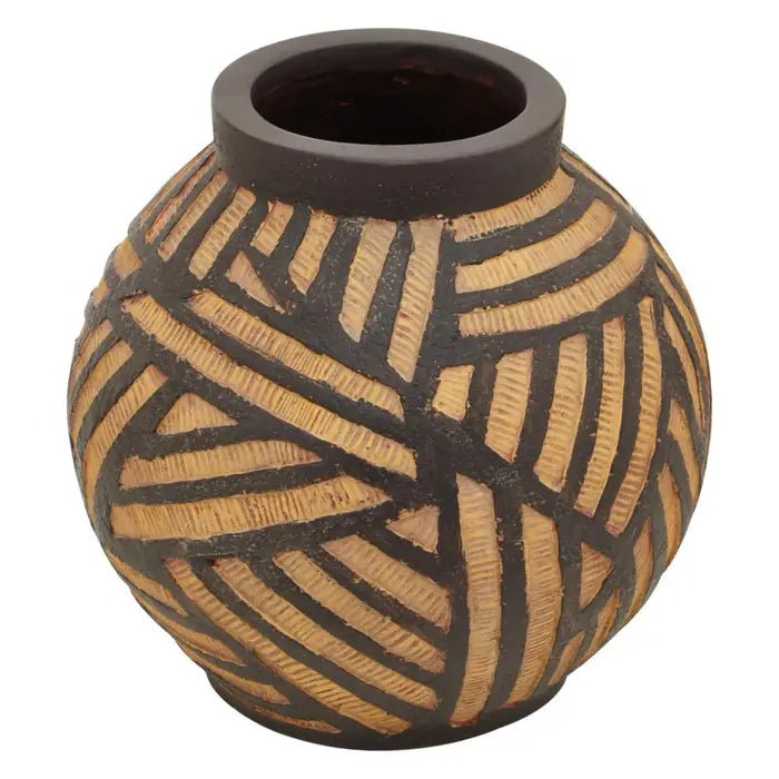 Daxton Round Natural And Black Planter