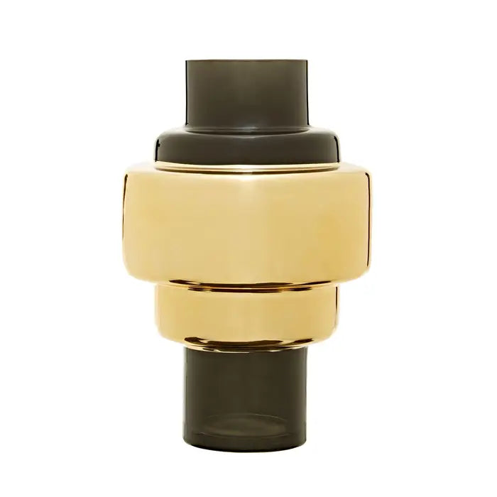 Camden Small Smoked Black And Gold Vase