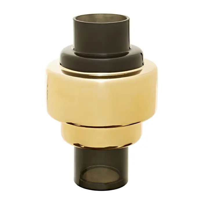 Camden Small Smoked Black And Gold Vase