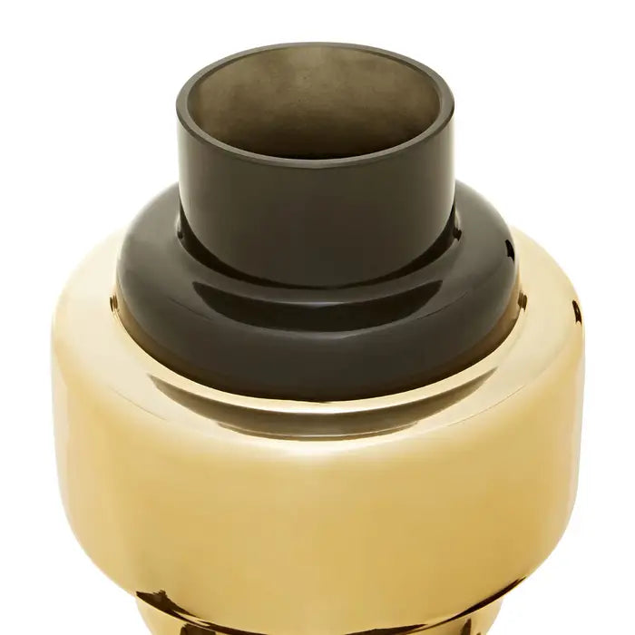 Camden Small Smoked Black And Gold Vase