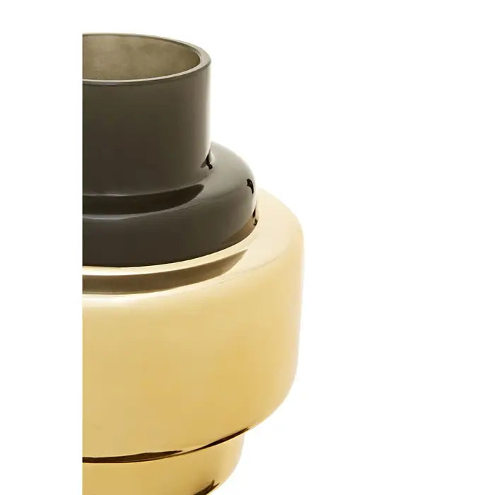 Camden Small Smoked Black And Gold Vase