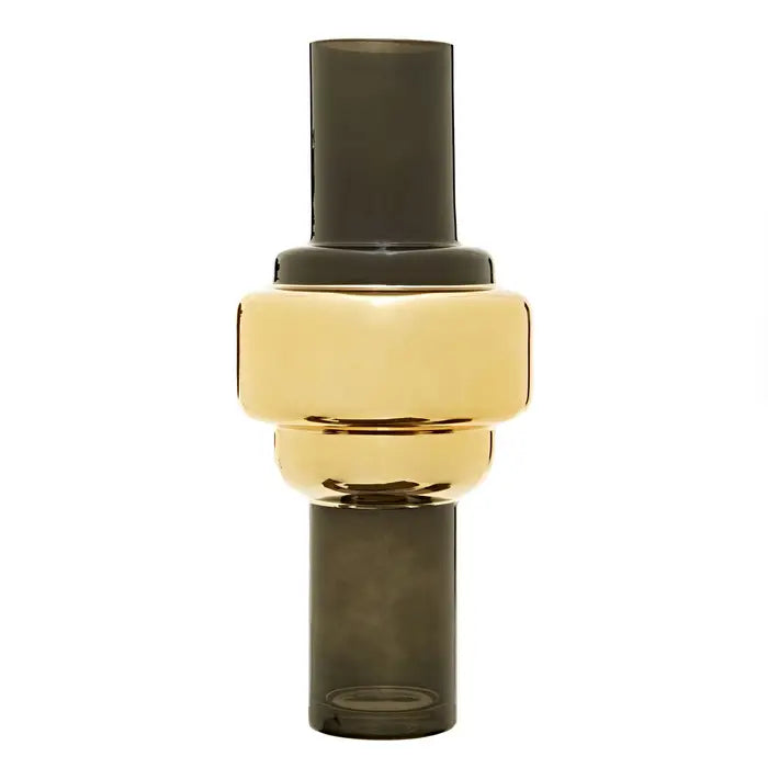 Camden Large Smoked Black And Gold Vase