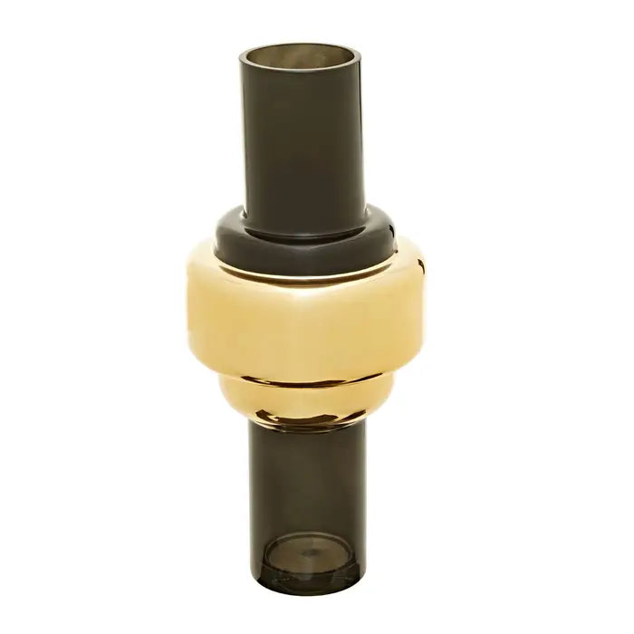 Camden Large Smoked Black And Gold Vase