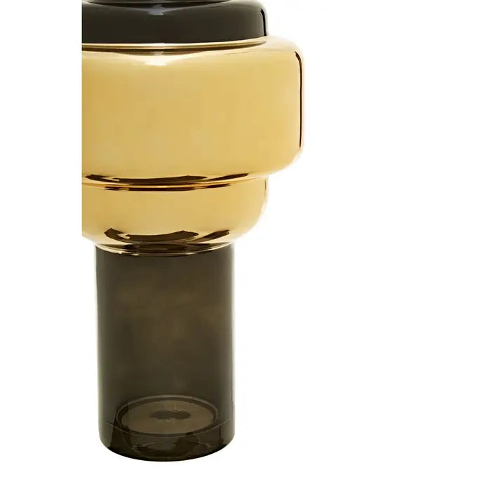 Camden Large Smoked Black And Gold Vase