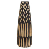 Arlo Large Wooden Engraved Vase in Black and Natural