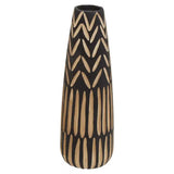 Arlo Large Wooden Engraved Vase in Black and Natural