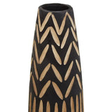 Arlo Large Wooden Engraved Vase in Black and Natural