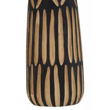 Arlo Large Wooden Engraved Vase in Black and Natural