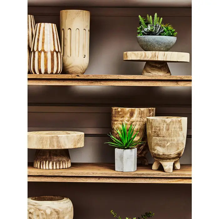 Abuja Natural Engraved Wooden Vase.