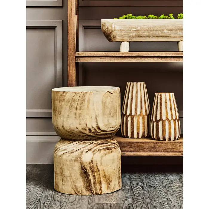 Abuja Large Wooden Engraved Vase