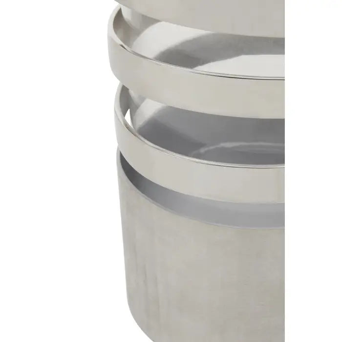 Amrada Small Vertical Textured Silver Metal Hurricane Candle Holder