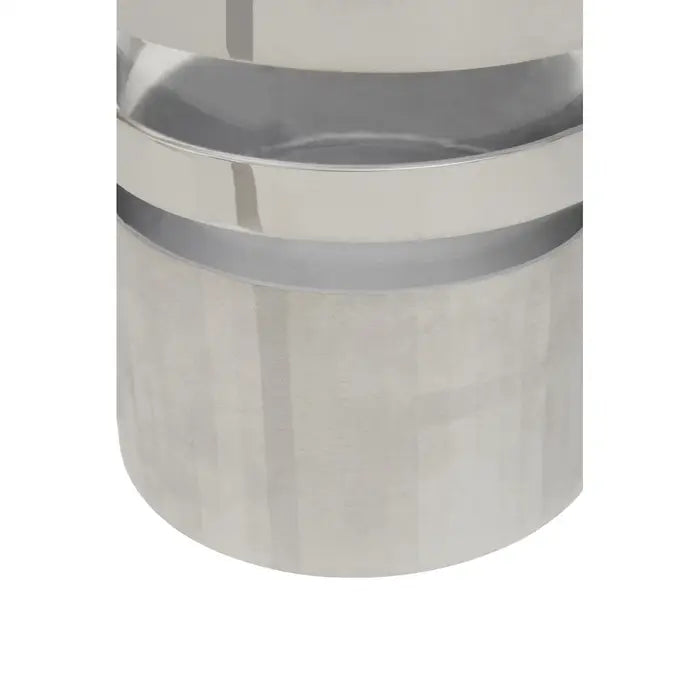 Amrada Small Vertical Textured Silver Metal Hurricane Candle Holder