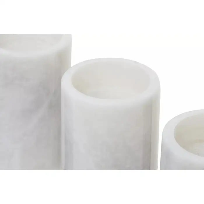 Seige Set Of Three White Marble Tealight Holders