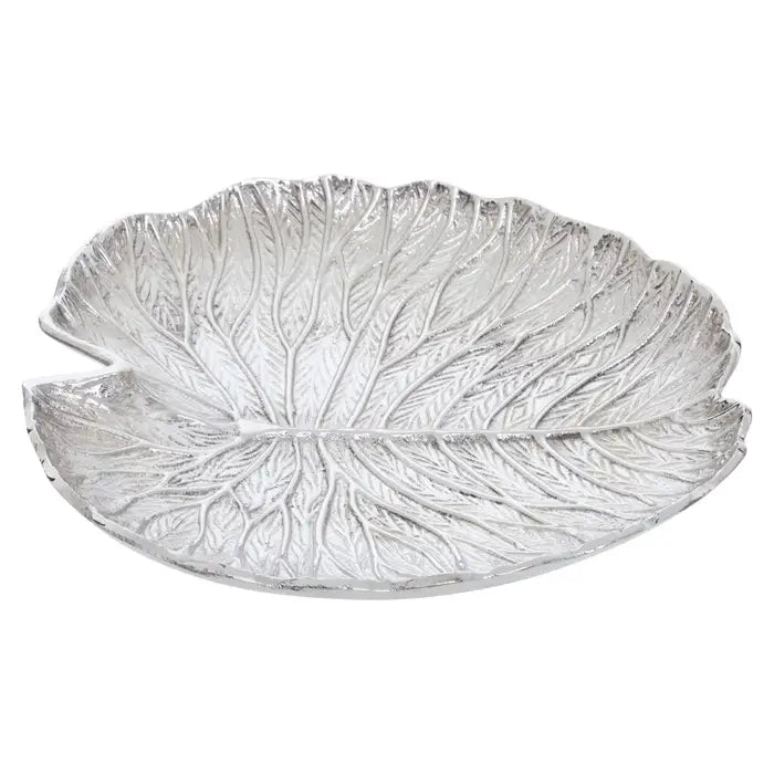 Solmo Large Silver Finish Lotus Leaf Plate