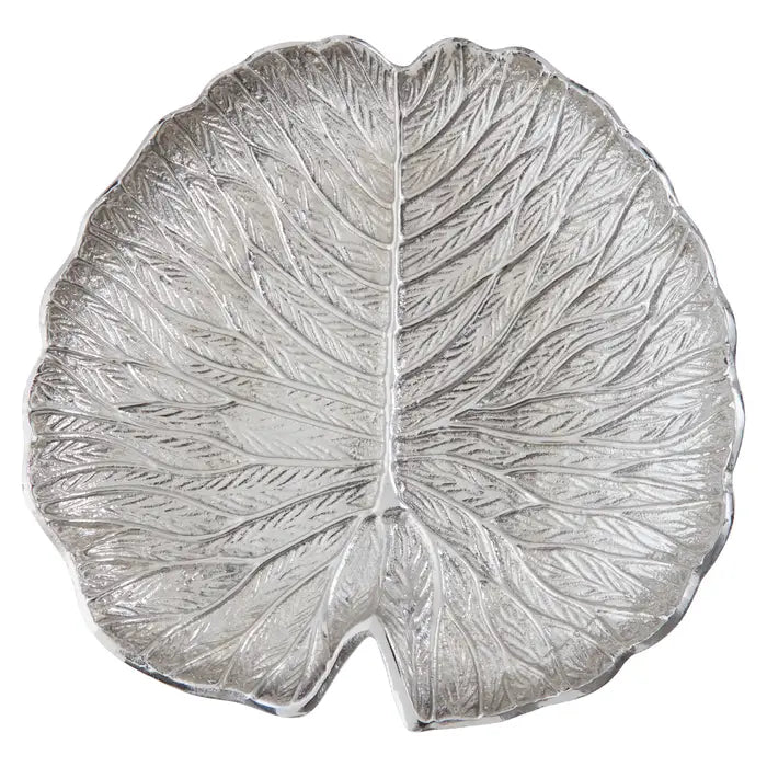 Solmo Large Silver Finish Lotus Leaf Plate