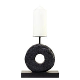 Fidel Small Charred Black Mango Wood Log Candle Holder