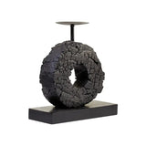 Fidel Small Charred Black Mango Wood Log Candle Holder