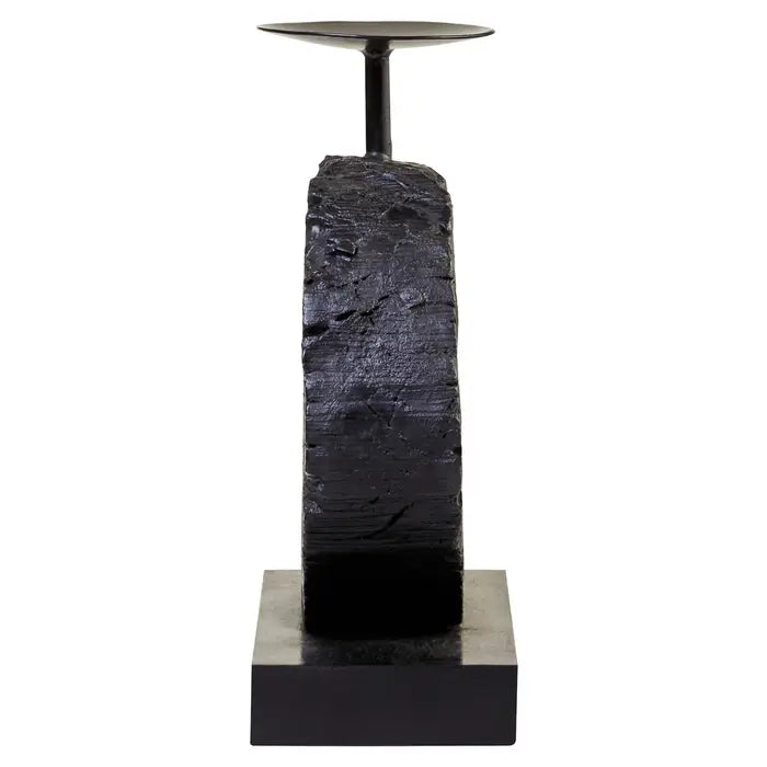 Felix Small Charred Black Mango Wood Log Candle Holder