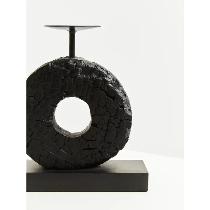 Felix Small Charred Black Mango Wood Log Candle Holder