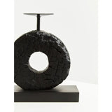 Fidel Small Charred Black Mango Wood Log Candle Holder
