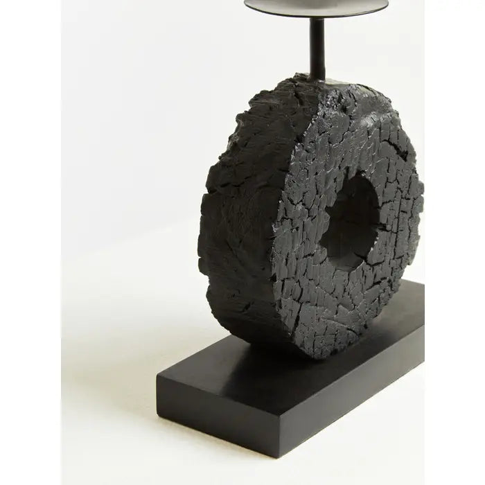 Felix Small Charred Black Mango Wood Log Candle Holder