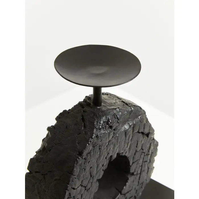 Felix Small Charred Black Mango Wood Log Candle Holder