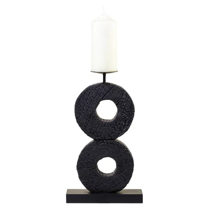 Felix Large Charred Black Mango Wood Log Candle Holder