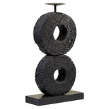 Fidel Large Charred Black Mango Wood Log Candle Holder