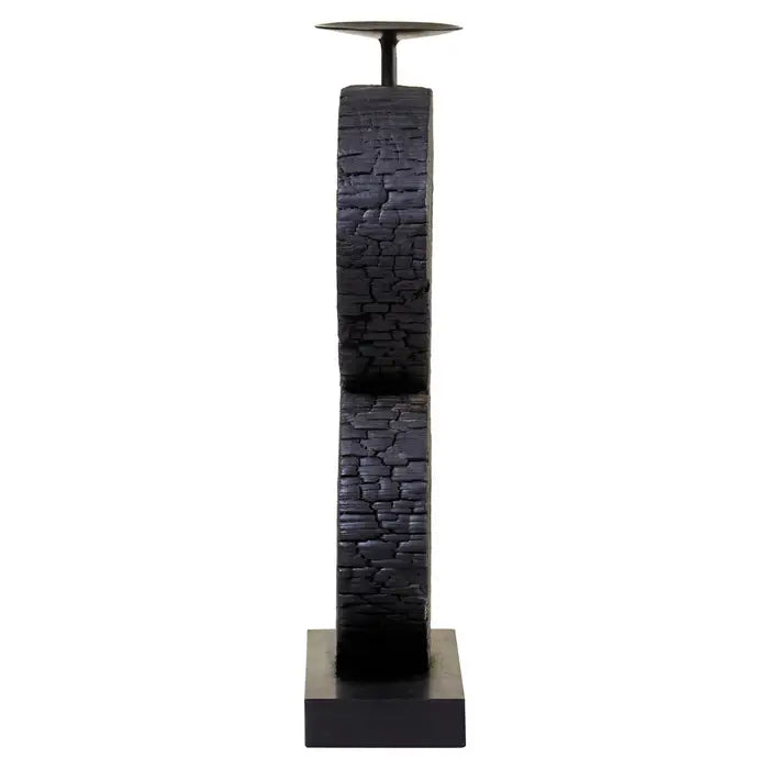 Felix Large Charred Black Mango Wood Log Candle Holder