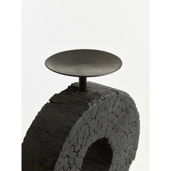 Felix Large Charred Black Mango Wood Log Candle Holder