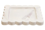Savio White Marble Square Small Tray with Scallop Edges