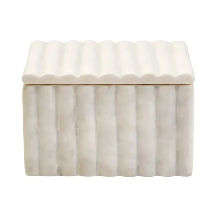 Samira Square White Fluted Marble Box