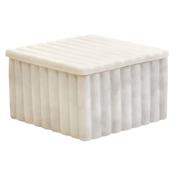 Samira Square White Fluted Marble Box