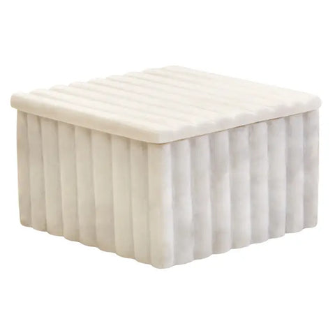 Savio Square White Fluted Marble Box