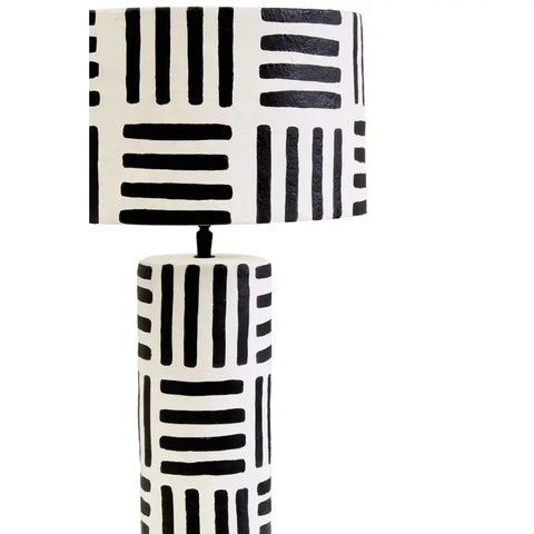 Carta 50cm Black And White Stripe Papier Mache Table Lamp
