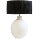 Carta 61cm White Papier Mache Table Lamp With Black Raffia Shade