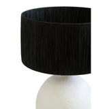 Carta 61cm White Papier Mache Table Lamp With Black Raffia Shade